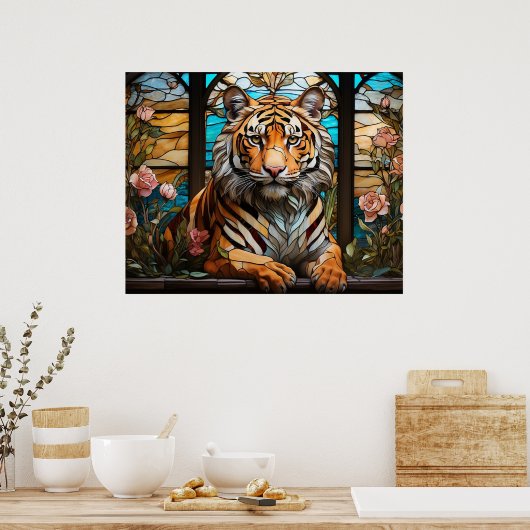 *~* Landschap AP68 TIGER Gebrandschilderd 5:4 Fant Poster (Keuken)