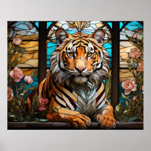 *~* Landschap AP68 TIGER Gebrandschilderd Glas 5:4 Poster
