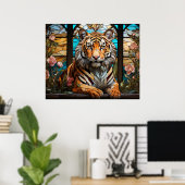 *~* Landschap AP68 TIGER Glas-in-lood 5:4 Fantasy Poster (Thuiskantoor)