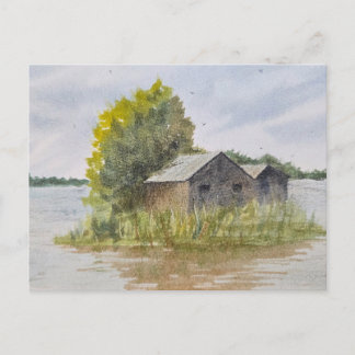 Landschap aquarel schilderij  briefkaart