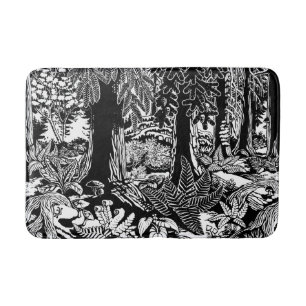 Landschap Art Bath Mat B & W Forest Bathroom Decor