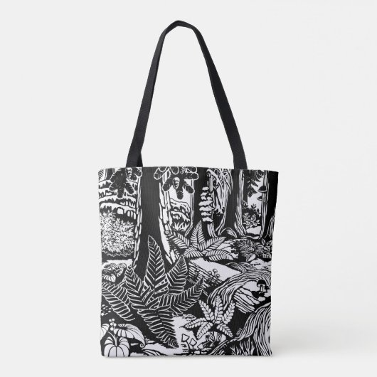 Landschap Art Canvas tas B&W Forest Eco-Art-tassen (Achterkant)