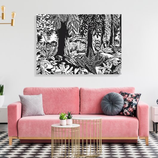 Landschap Art Prints B & W Forest Art Canvas Afdru (Insitu (Woonkamer))