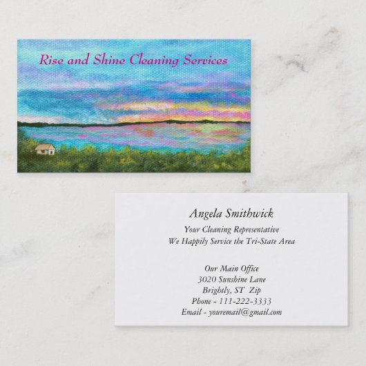 Landschap Art Seashore Beach Sunrise Cleaning Visitekaartje (Voorkant / Achterkant)