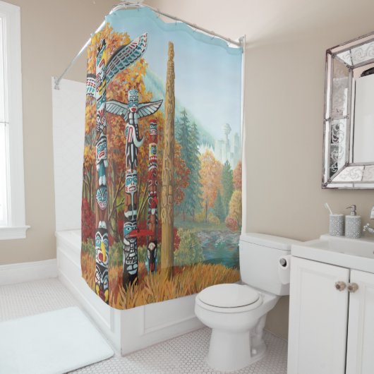 Landschap Art Shower Curtain Vancouver Totem Douchegordijn (In situ)