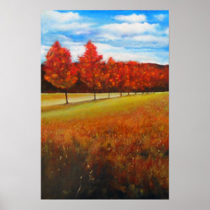 Landschap Autumn Trees Acrylverf Poster