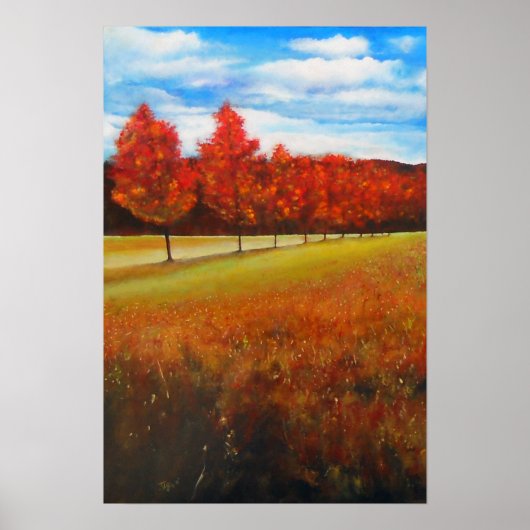 Landschap Autumn Trees Acrylverf Poster (Voorkant)