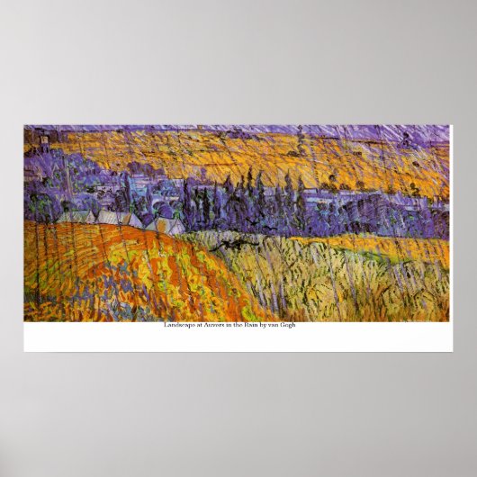 Landschap Auvers in Rain door Van Gogh Poster (Voorkant)