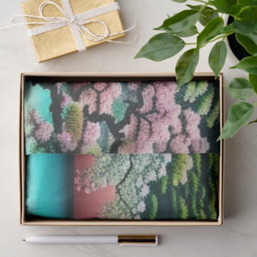 Landschap Aziatisch landschap Cherry Blosheibomen Tissuepapier (Geschenk)