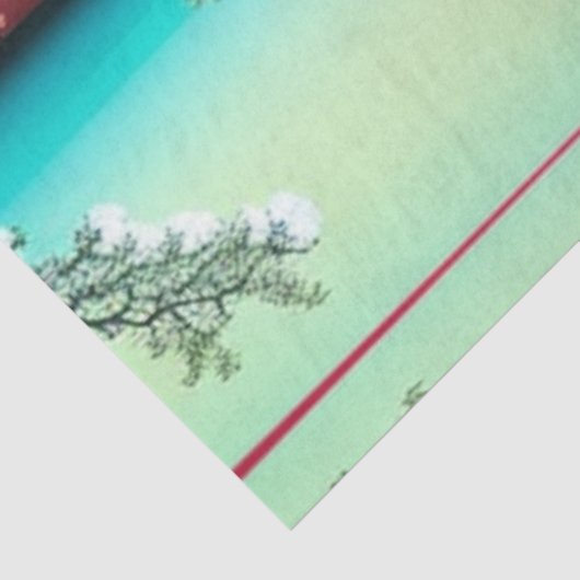 Landschap Aziatisch landschap Cherry Blosheibomen Tissuepapier (Detail)