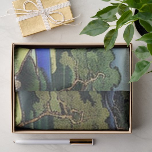 Landschap Aziatische waterscène met ontrooiing van Tissuepapier (Geschenk)