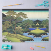 Landschap Aziatische waterscène met ontrooiing van Tissuepapier (Craft)