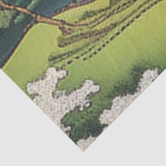 Landschap Aziatische waterscène met ontrooiing van Tissuepapier (Detail)