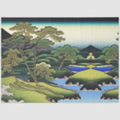 Landschap Aziatische waterscène met ontrooiing van Tissuepapier (Voorkant)