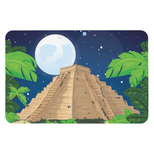 Landschap Aztec Pyramide cartoon Magneet (Horizontaal)