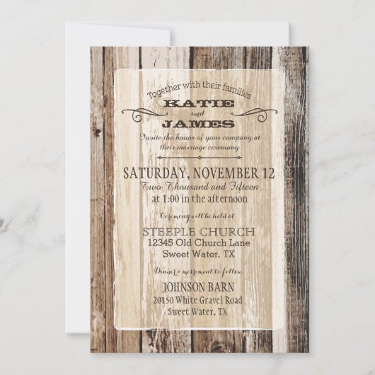 Landschap Barn Wood Planks Rustic Wedding Kaart (Voorkant)