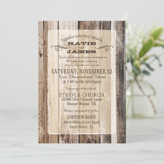 Landschap Barn Wood Planks Rustic Wedding Kaart (Staand voorkant)