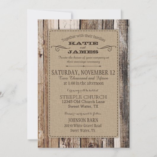 Landschap Barn Wood Planks Rustic Wedding Kaart (Voorkant)