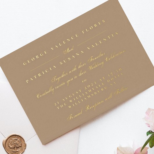 Landschap Beige Gold Formele kalligrafie Elegant Folie Uitnodiging