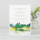 Landschap Berg Rivier Landschap Aquarel Save The Date (Staand voorkant)