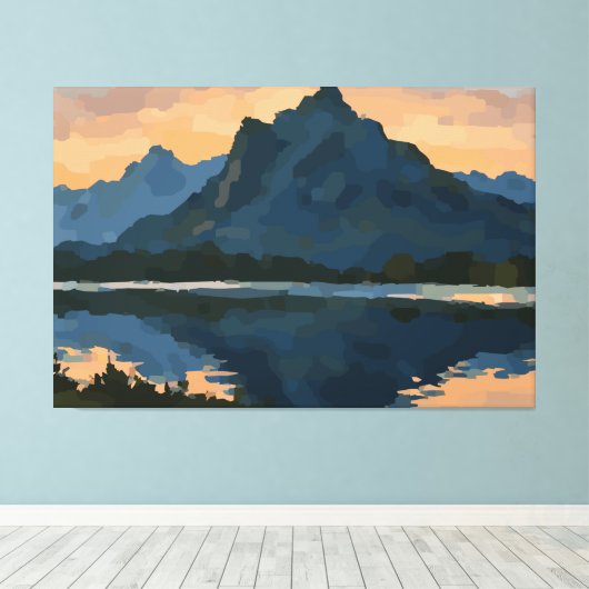 Landschap bergmeer canvas afdruk (Insitu (Houten vloer))
