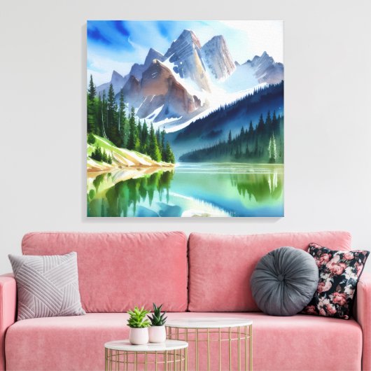 Landschap bergmeer canvas afdruk (Insitu (Woonkamer))