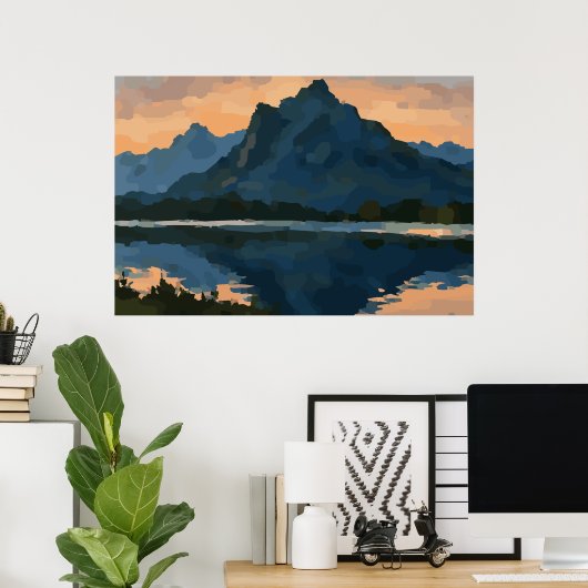 Landschap bergmeer poster (Thuiskantoor)