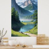 Landschap bergmeer poster (Keuken)