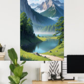 Landschap bergmeer poster (Thuiskantoor)