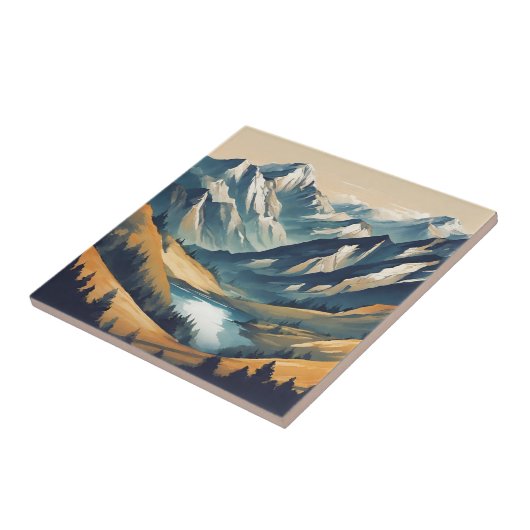 Landschap bergmeer tegeltje (Zijkant)