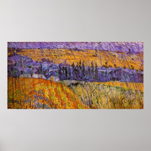Landschap bij Auvers in de regen door Vincent van  Poster