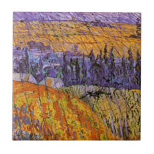 Landschap bij Auvers in de regen door Vincent van  Tegeltje