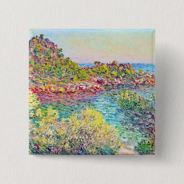 Landschap bij Monte Carlo (door Claude Monet) Vierkante Button 5,1 Cm