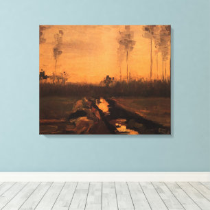 Landschap bij schemering door Vincent van Gogh Canvas Afdruk