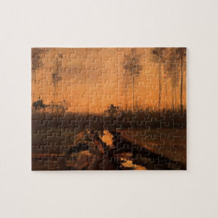 Landschap bij schemering door Vincent van Gogh Legpuzzel