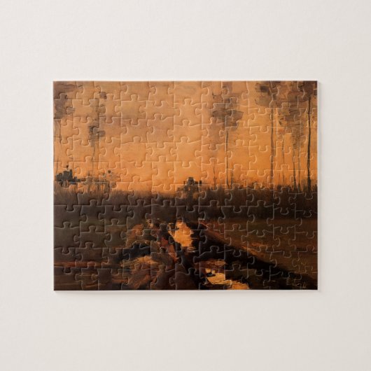 Landschap bij schemering door Vincent van Gogh Legpuzzel (Horizontaal)