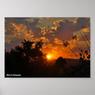Landschap bij zonsopgang poster