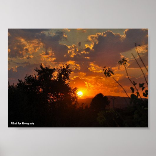 Landschap bij zonsopgang poster (Voorkant)