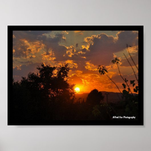 Landschap bij zonsopgang poster (Voorkant)