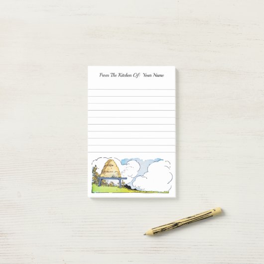 Landschap bijenkorven Etching Custom Post it Notes (Op bureau)