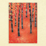 Landschap Birch Forest Canvas Afdruk<br><div class="desc">Het schilderen van een berk- of espenbos in de herfst. Rood,  oranje en geel semi-abstract bos.</div>