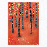 Landschap Birch Forest Foto Afdruk<br><div class="desc">Het schilderen van een berk- of espenbos in de herfst. Rood,  oranje en geel semi-abstract bos.</div>