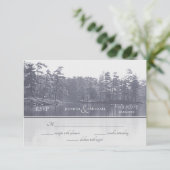 landschap blauwe grijze bruiloft van het bergmeer  RSVP kaartje (Staand voorkant)