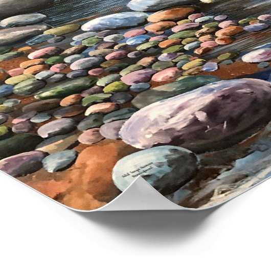 Landschap Blauwe Zomer Dag Beek Poster (Hoek)