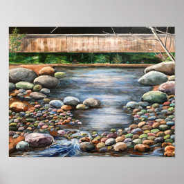 Landschap Blauwe Zomer Dag Beek Poster