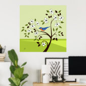 Landschap Blauwvogel Poster (Thuiskantoor)