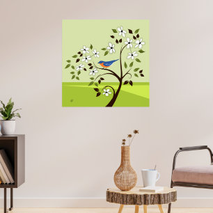 Landschap Blauwvogel Poster