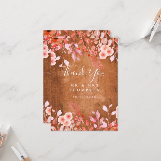 Landschap Bloemen Bloemstuk Bruiloft Bedankt Kaart (Voorkant / Achterkant in situ)