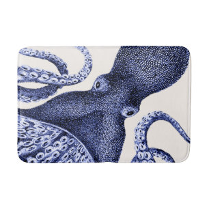 Landschap Blue Octopus Badmat
