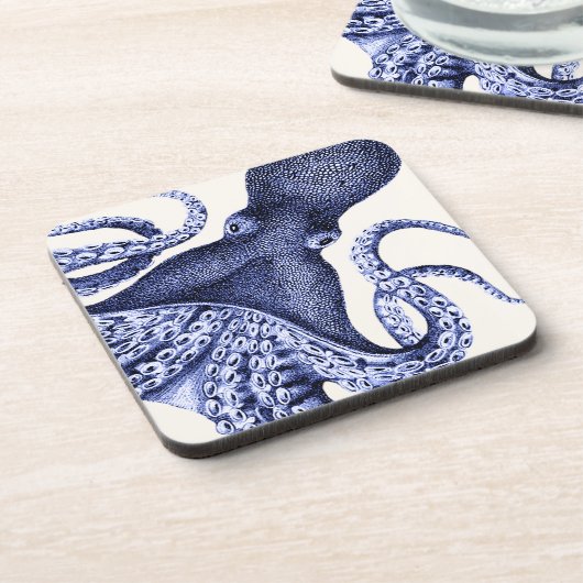 Landschap Blue Octopus Bier Onderzetter (Linkerzijde)
